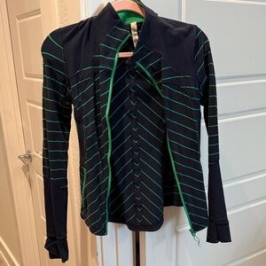 Lululemon Navy Zip-Up Jacket with Green Stripes